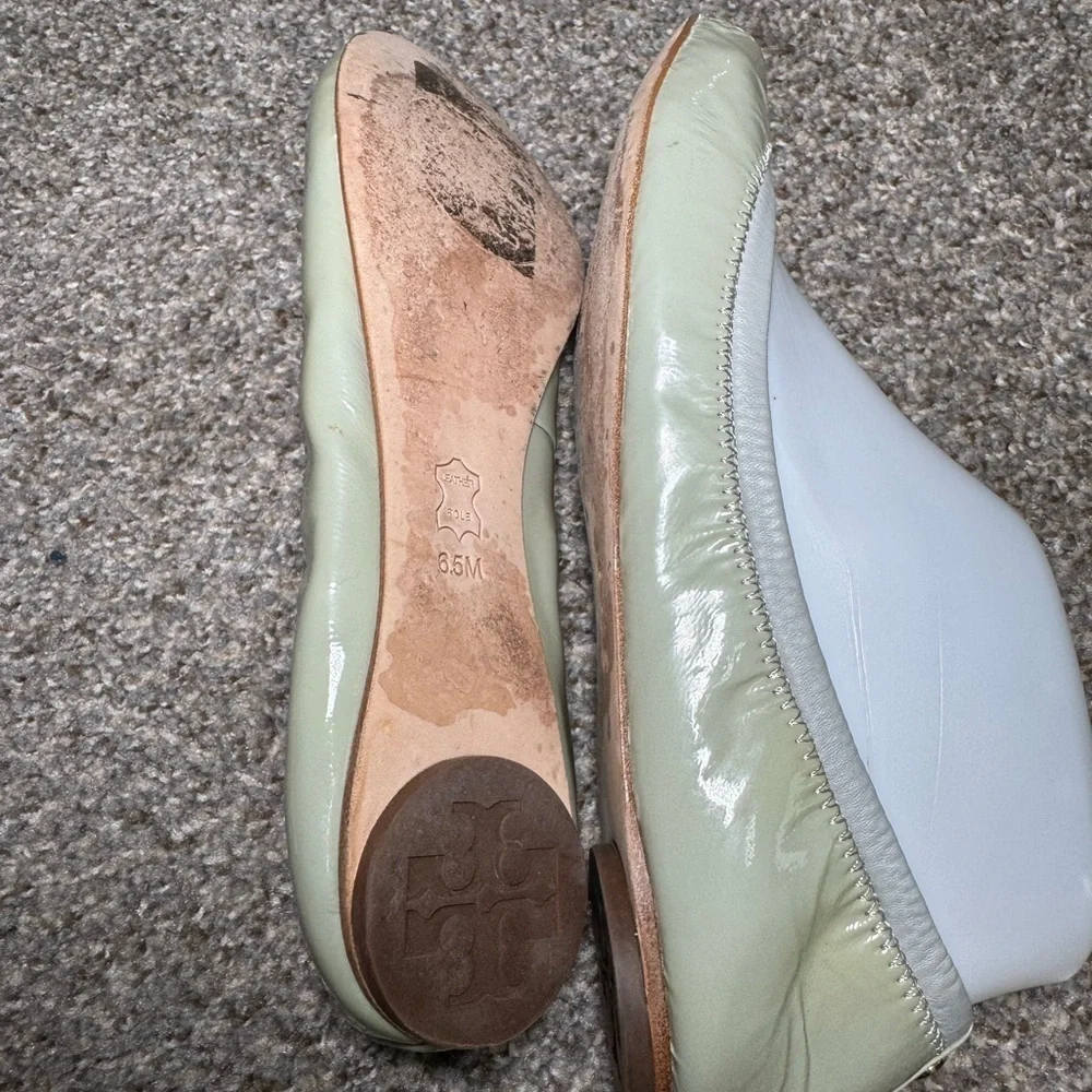 Tory Burch Mint Julip Cream Ballet Open Toe  Flats- Size 6.5
